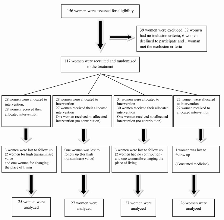 Figure 1 Patients recruited during 6-month treatment with hypocaloric diet and placebo, metformin, flutamide, or metformin+flutamide