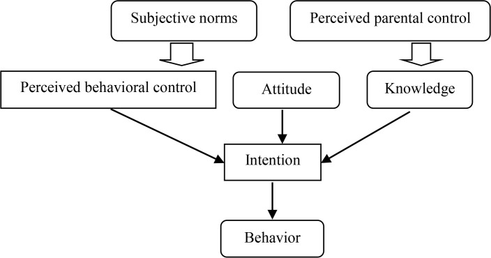 Figure 1. Conceptual framework based on modified theory of planned behavior